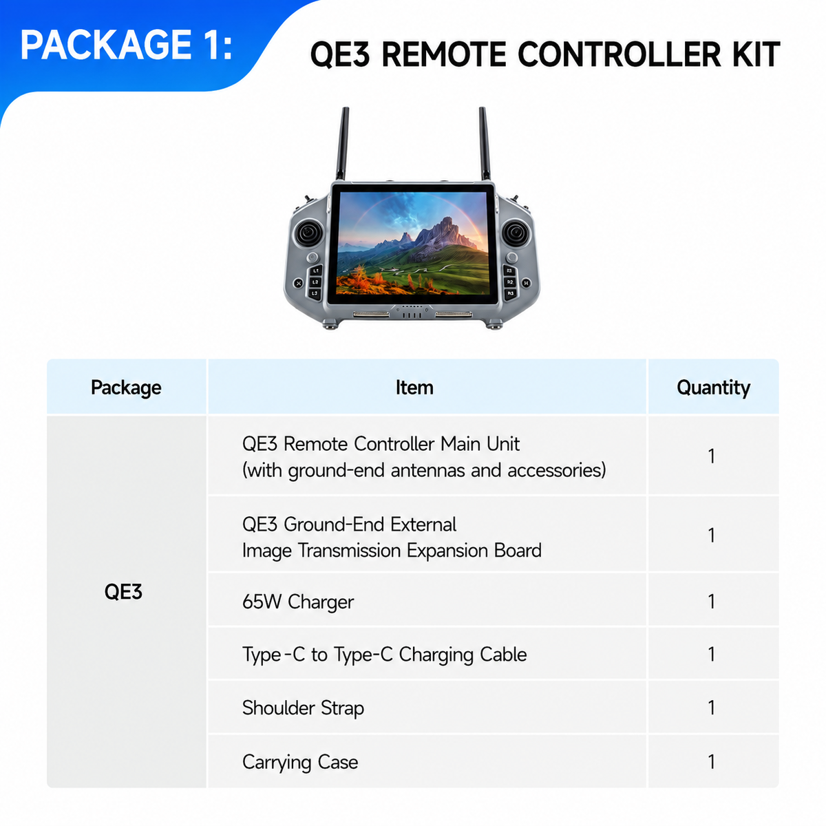 ROBOSN QE3 Drone Robot Remote Controller 10.1 Inch HD Display with Built-in and External Video Data Link Module