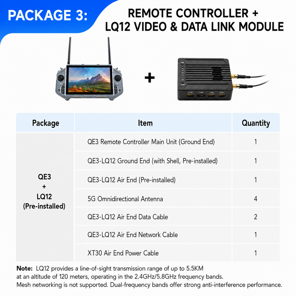 ROBOSN QE3 Drone Robot Remote Controller 10.1 Inch HD Display with Built-in and External Video Data Link Module